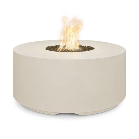 The Outdoor Plus 46 Round Florence Fire Pit, GFRC Concrete, Vanilla, Low Voltage Electronic Ignition, Liquid Propane OPT-FL4620E12V-VAN-LP